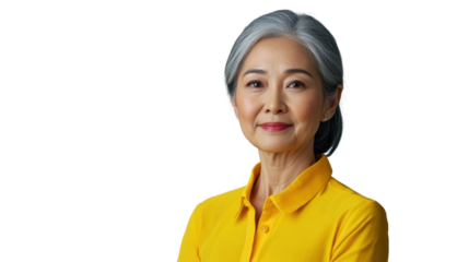 Confident senior woman smiling with transparent background