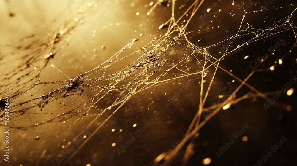 Wall mural a visually stunning abstract background of water droplets forming intricate web-like patterns, scatt