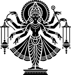 illustration sketch silhouette design of traditional ethnic mythology gods and goddesses full of details 