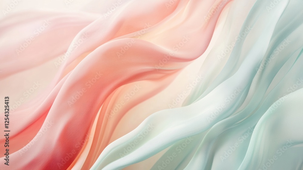 Poster Flowing abstract lines embodying spring breezes with pastel hues and ample space for text. Generative AI