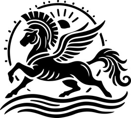 sketch vector illustration silhouette icon logo symbol mandala classic modern animal mythology horse unicorn 