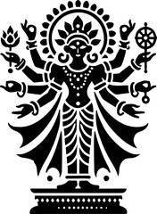 illustration of a silhouette sketch of a traditional ethnic god and goddess design full of details