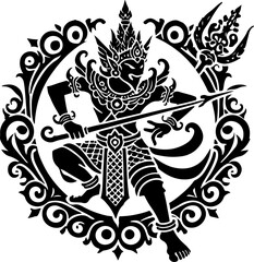 illustration of a silhouette sketch of a traditional ethnic god and goddess design full of details 