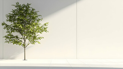 Obraz premium Single Tree In Empty Modern Interior Design