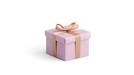 Obraz premium A beautifully wrapped pink gift box with a ribbon, set against a clean white background