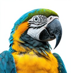 Fototapeta premium A vibrant and colorful close-up of a macaw showcasing its striking feathers and expressive eyes.