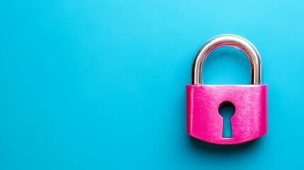 Pink Lock on Blue Background