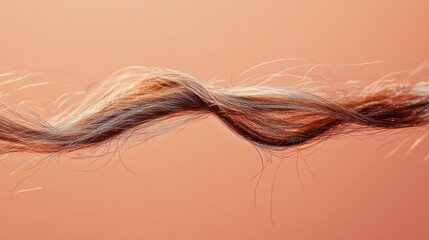 Fototapeta premium Macro shot captures the delicate detail of a broken hair strand against a smooth warm background. Generative AI