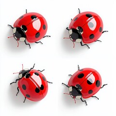 Obraz premium Colorful ladybug decorations on a white background, perfect for adding charm to any design project.