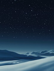 Obraz premium Starry night sky over serene snow covered landscape in remote wilderness. Generative AI