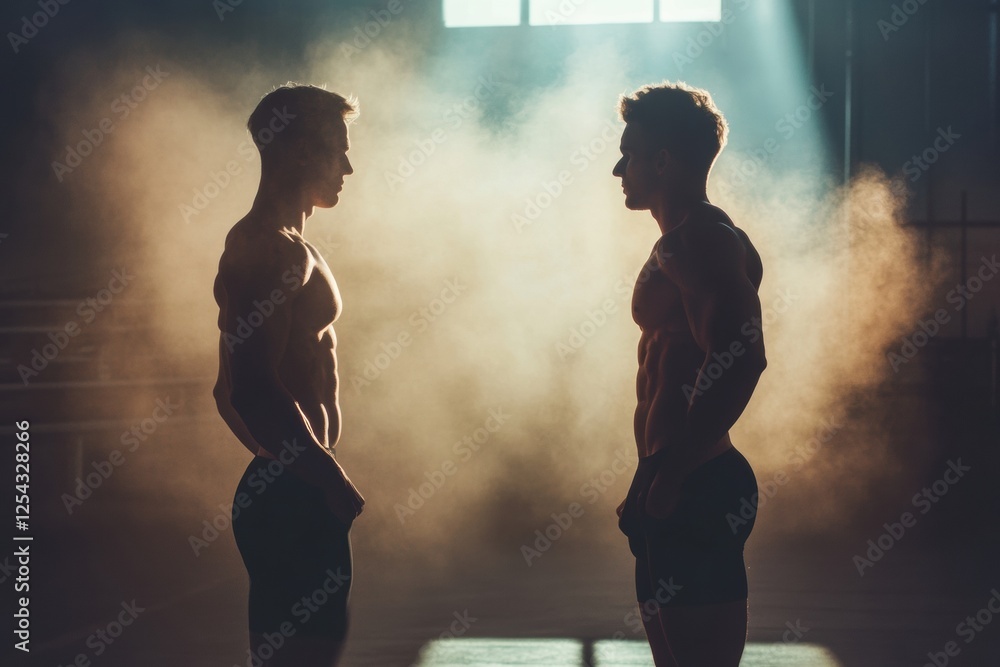 Aufkleber fitness transformation silhouette showing dramatic change before and after consistent workouts in a 