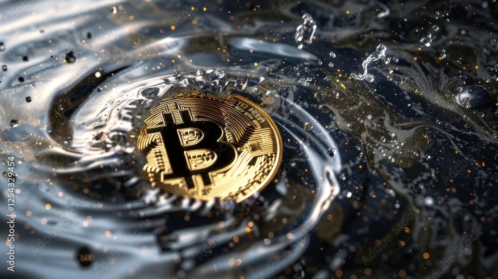 Poster a swirling storm of change encapsulating the everchanging trends in cryptocurrency values.