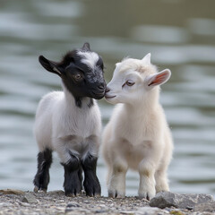 Obraz premium two goats on the farm