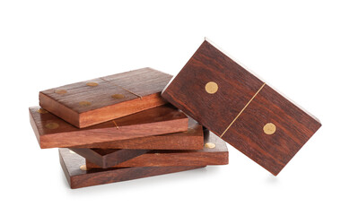 Wooden dominos blocks on white background