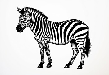 Fototapeta premium Handmade Acrylic Marker Zebra: An Artistic Animal Representation with a Clean White Background, Great for Personalized Gifts, Cards, and Crafts.
