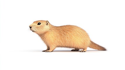 Realistic illustration of a prairie dog standing on a white background, showcasing its features