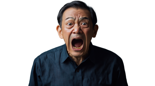 Senior manager shouting with transparent background