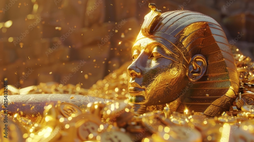 Poster a mysterious sphinx guarding a treasure trove of bitcoins testing all those who seek to claim it.