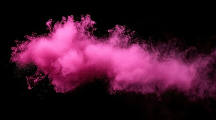 Pink Powder Explosion Against Black Background