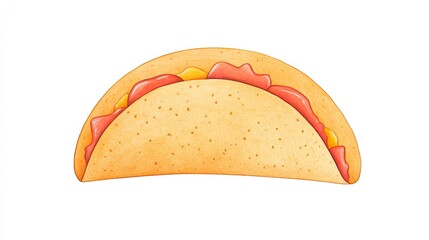 Colorful taco with toppings displayed on a white background, ideal for food-related content