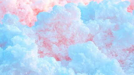Fototapeta premium Fluffy pastel pink and blue foam clouds create a soft and dreamy abstract background texture.