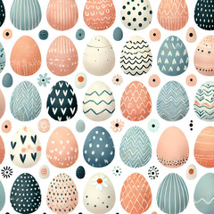Easter Eggs And Spring Flowers. Seamless Easter Eggs Pattern. Easter Eggs Watercolor Set. Pastel Easter Egg Pattern. Easter Marble Eggs. Happy Easter. Illustration For Your Design. 