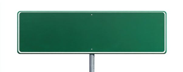 Blank Green Road Sign,  Isolated on White Background,  Perfect for Your Message