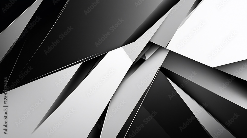 Poster bold abstract angular design with contrasting black and white geometric shapes