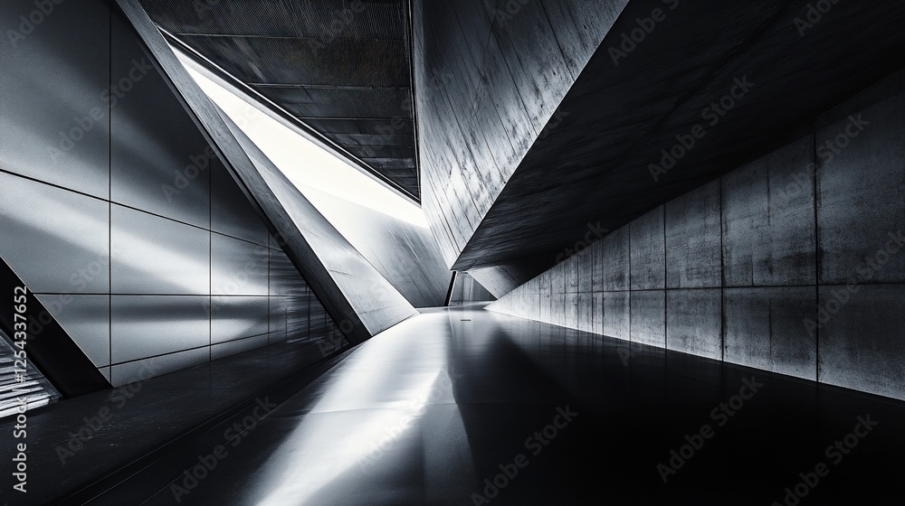 Aufkleber black and white abstract angular design featuring geometric shapes and shadows creating a modern and