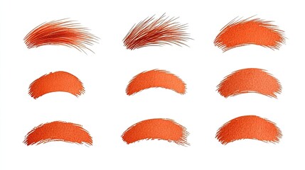 Collection of vibrant orange brush strokes showcasing various artistic styles and techniques