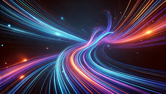 Futuristic Abstract Light Trails with Neon Colors in Motion