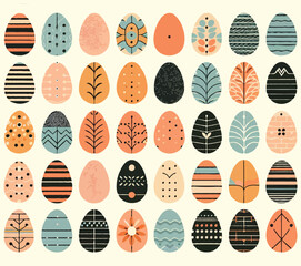 Adobe Illustrator Artwork, Easter Eggs And Spring Flowers. Seamless Easter. Eggs Pattern. Pastel Background. Easter Eggs Collection. Illustration For Your Design. Happy Easter.