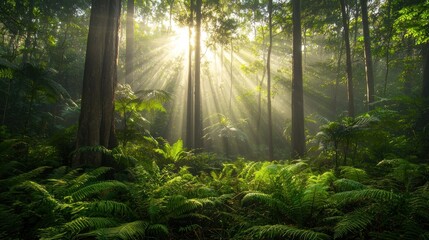 Sunbeams in the Mystical Rainforest