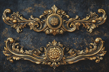 Gold and black wallpaper featuring a bunch of grapes in a stylish arrangement