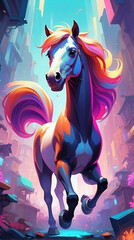 Vibrant colorful horse digital art 