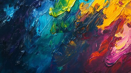 Abstract expressionism vibrant rainbow paint strokes on a canvas art background
