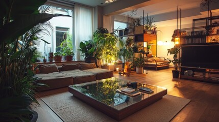 Serene Botanical Loft Apartment Interior Design