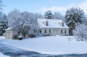Winter house after snow storm  