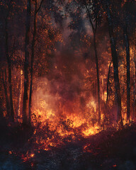 Forest Fire in Deciduous Woodland