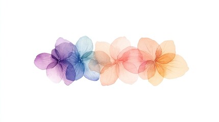 A delicate arrangement of translucent, colorful flower petals creating a serene and artistic backdrop