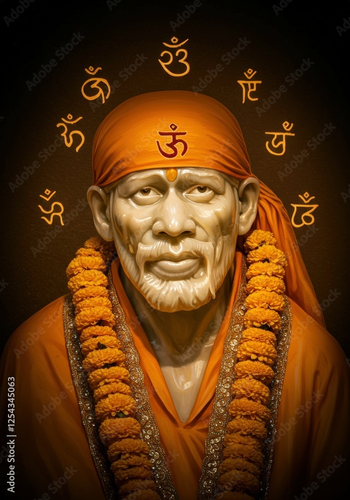 Wall mural Sai Baba Indian God background	
