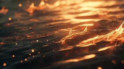 Dynamic flame animation abstract art with swirling fire effect and warm glowing bokeh