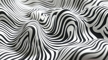 Abstract wavy patterns a close-up on black and white textile design