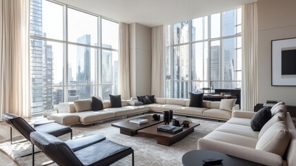 Luxury High-Rise Apartment with Panoramic City Views