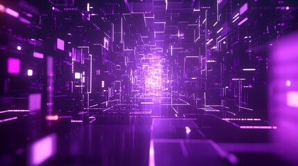 Explore Digital Purple Data Highway: Neon Glows