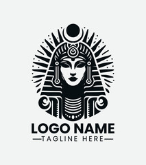 Hathor Goddess Logo Design, Egyptian Goddess Logo, Divine Feminine Logo, Ancient Egypt Logo, Mystical Goddess Logo