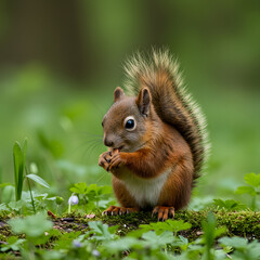 Obraz premium squirrel eating nut