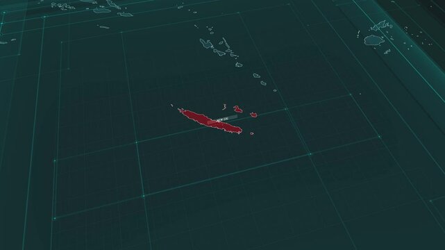 Zoom in to the map of New Caledonia, with text and textless