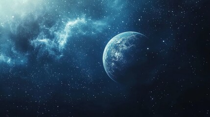 Obraz premium Celestial Serenity: A Solitary Planet Amidst the Cosmic Nebula