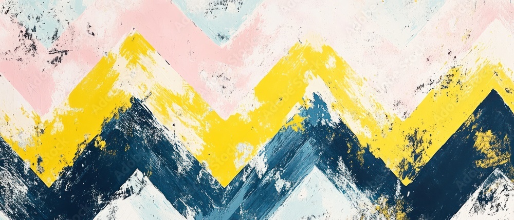 Poster vibrant chevron pattern with pastel colors and bold hues creating a dynamic abstract design for crea